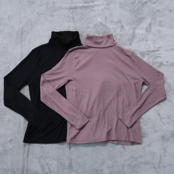So Sweater Womens L Black Knit Turtleneck Pullover Stretch Minimalist Classy Lot - Picture 1 of 16